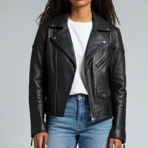 River Road Vintage Leather Biker Jacket • Women’s XL • Lace Sides Heavy Moto‎